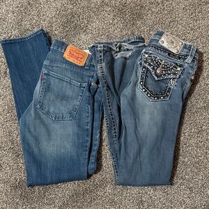 Miss Me and Levi Stylish Blue Girls Jeans